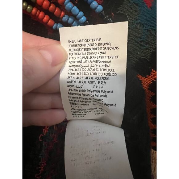 Farm Rio Rauti Beaded Sweater Small Turtleneck Aztec Knit Tassel Multicolor Top - Picture 10 of 11